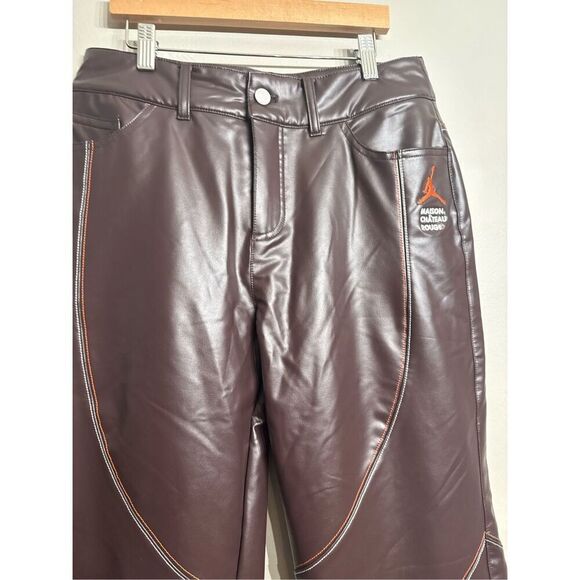 Nike Jordan Brown Maison Château Rouge Pleather Woven Trousers Pants Size 8 NWT - Picture 4 of 10